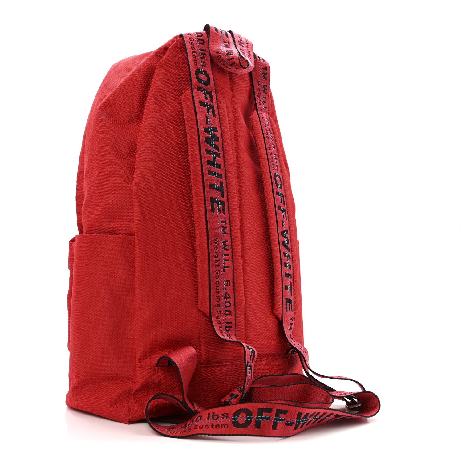 Off-White Canvas Quote Backpack Red White 3 of 15