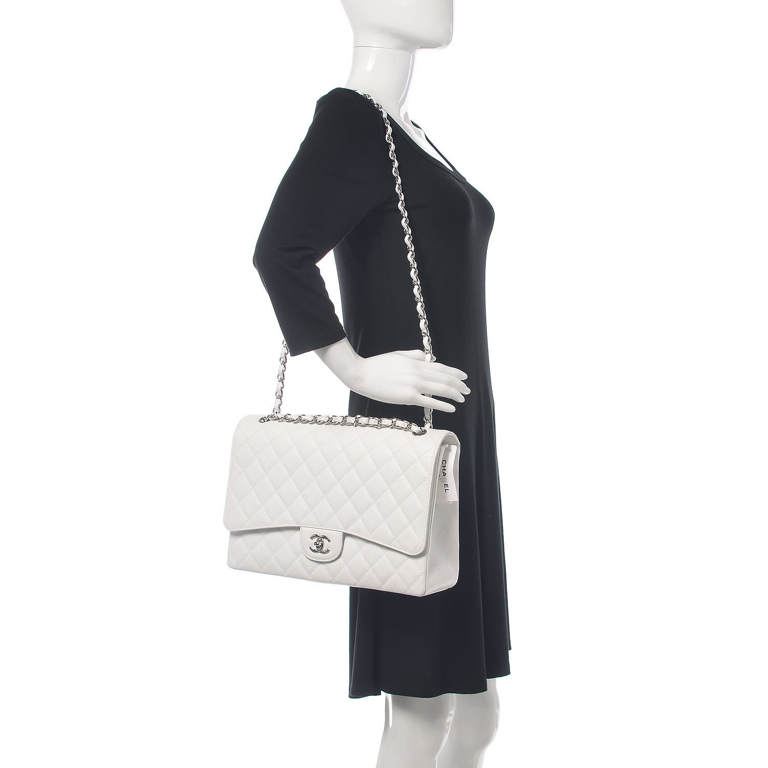 Chanel Caviar Quilted Maxi Single Flap White 2 of 22