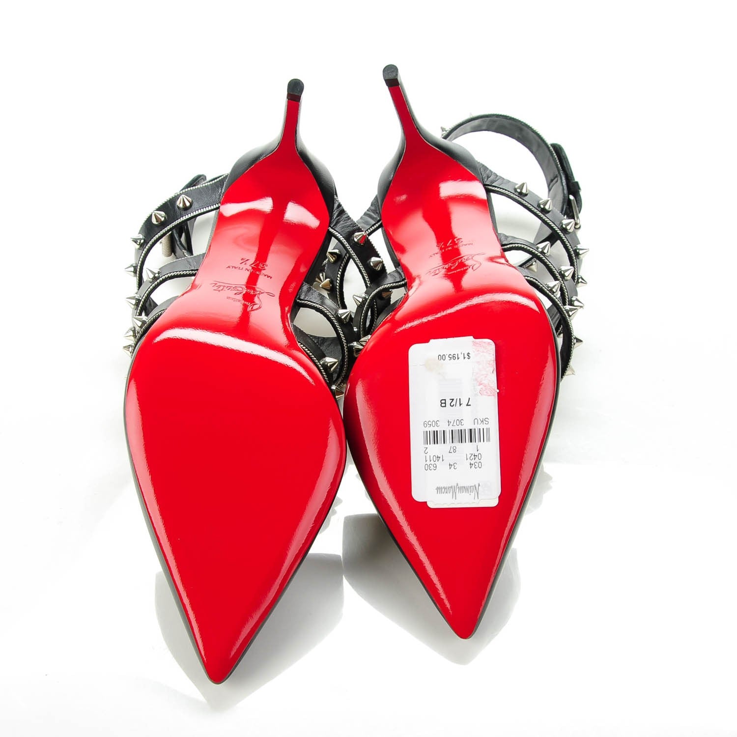 Christian Louboutin Kid Tchicaboum 85 Pumps 37.5 Black Silver 6 of 7