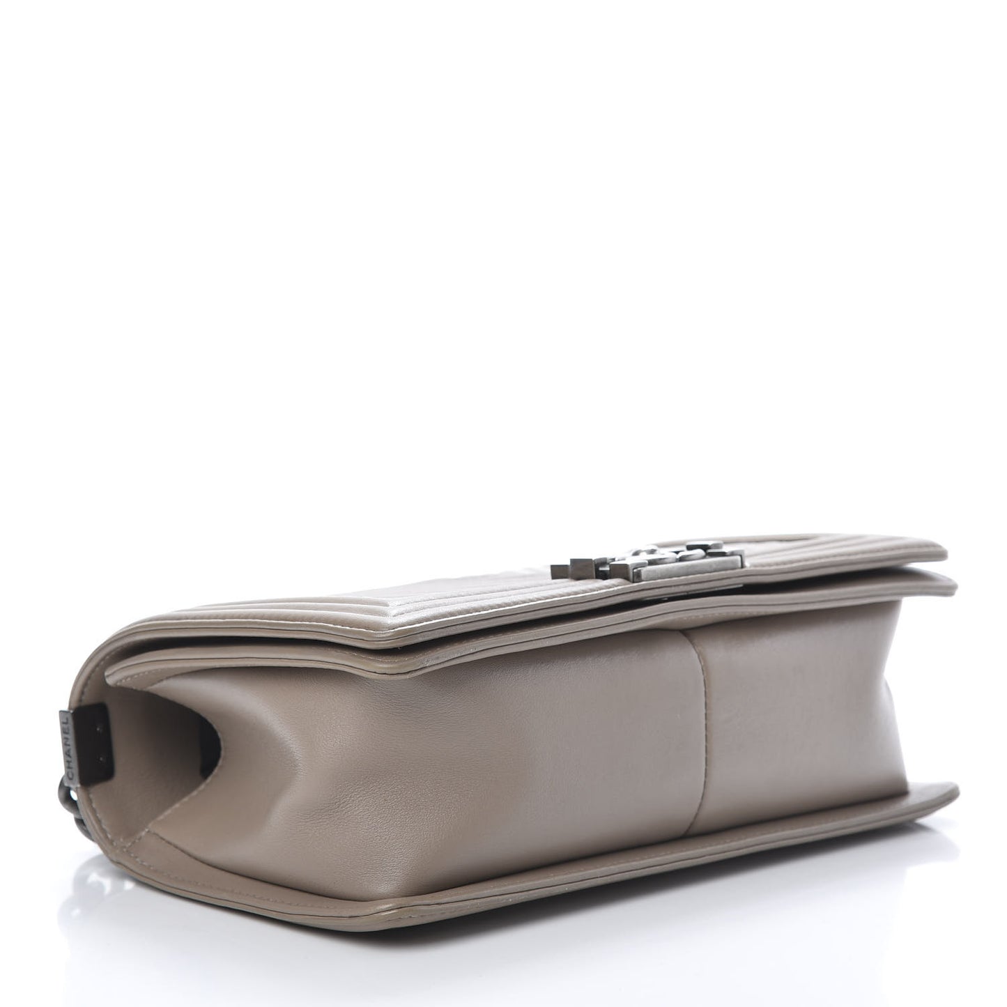 Calfskin Chevron Quilted Medium Boy Flap Taupe
