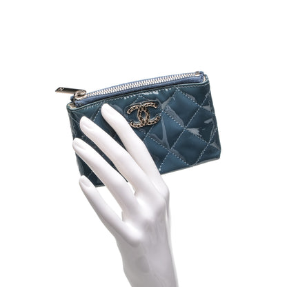 Chanel Patent Quilted Key Holder Case Blue 2 of 7