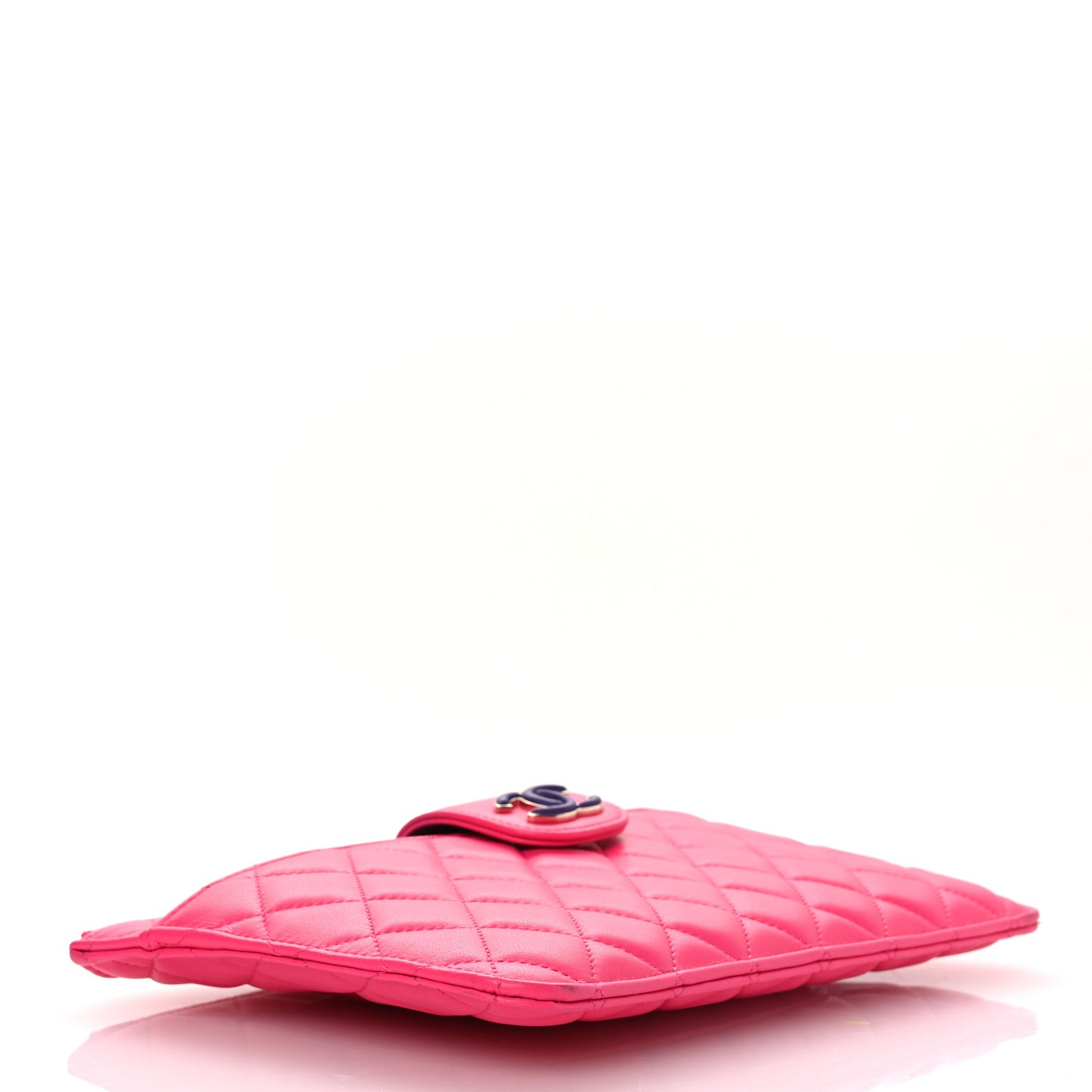 Lambskin Quilted Sunset Boulevard Pouch Case Pink Purple