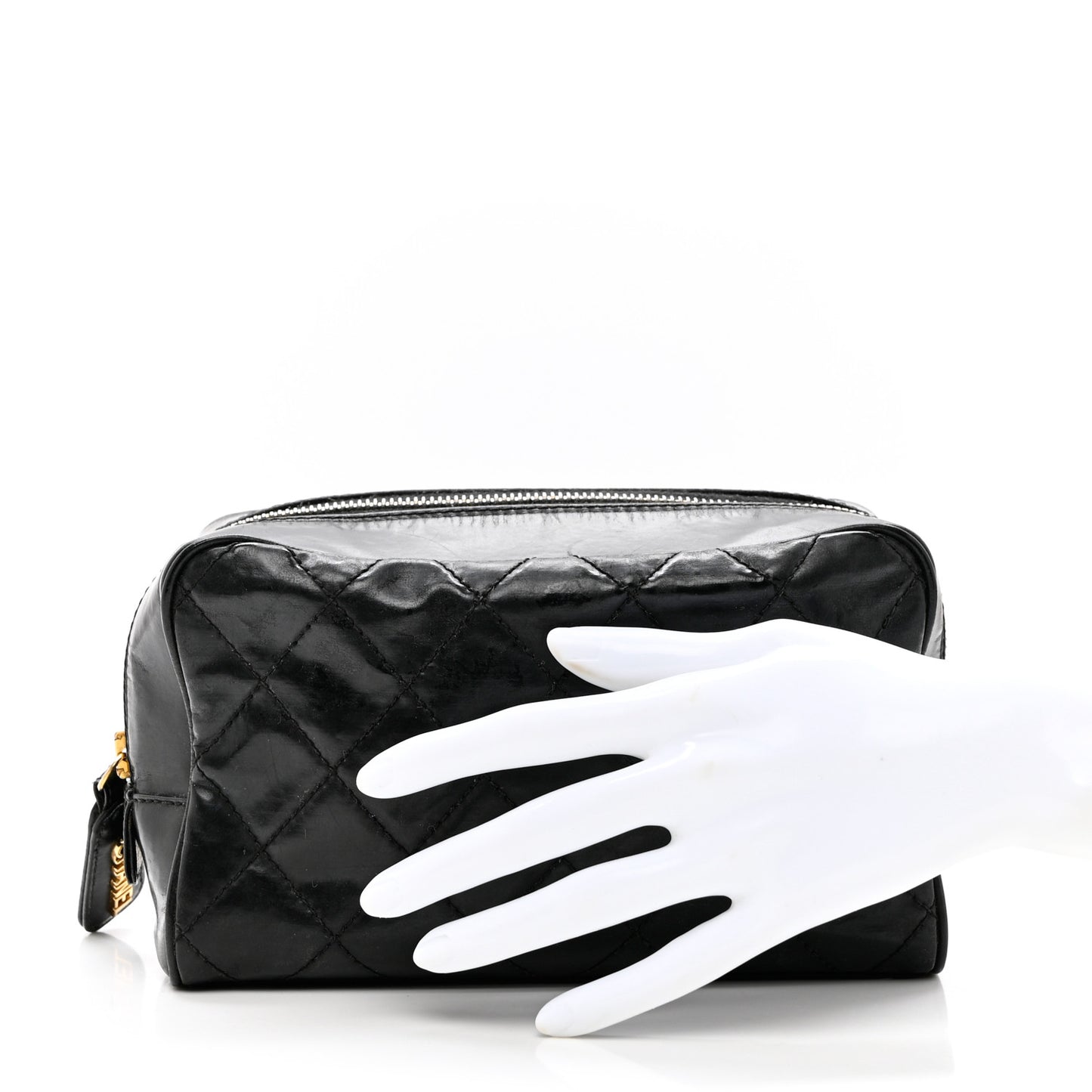 Lambskin Quilted Cosmetic Case Black