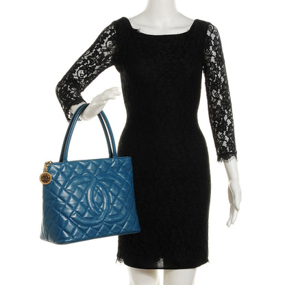 Chanel Caviar Quilted Medallion Tote Blue 2 of 8