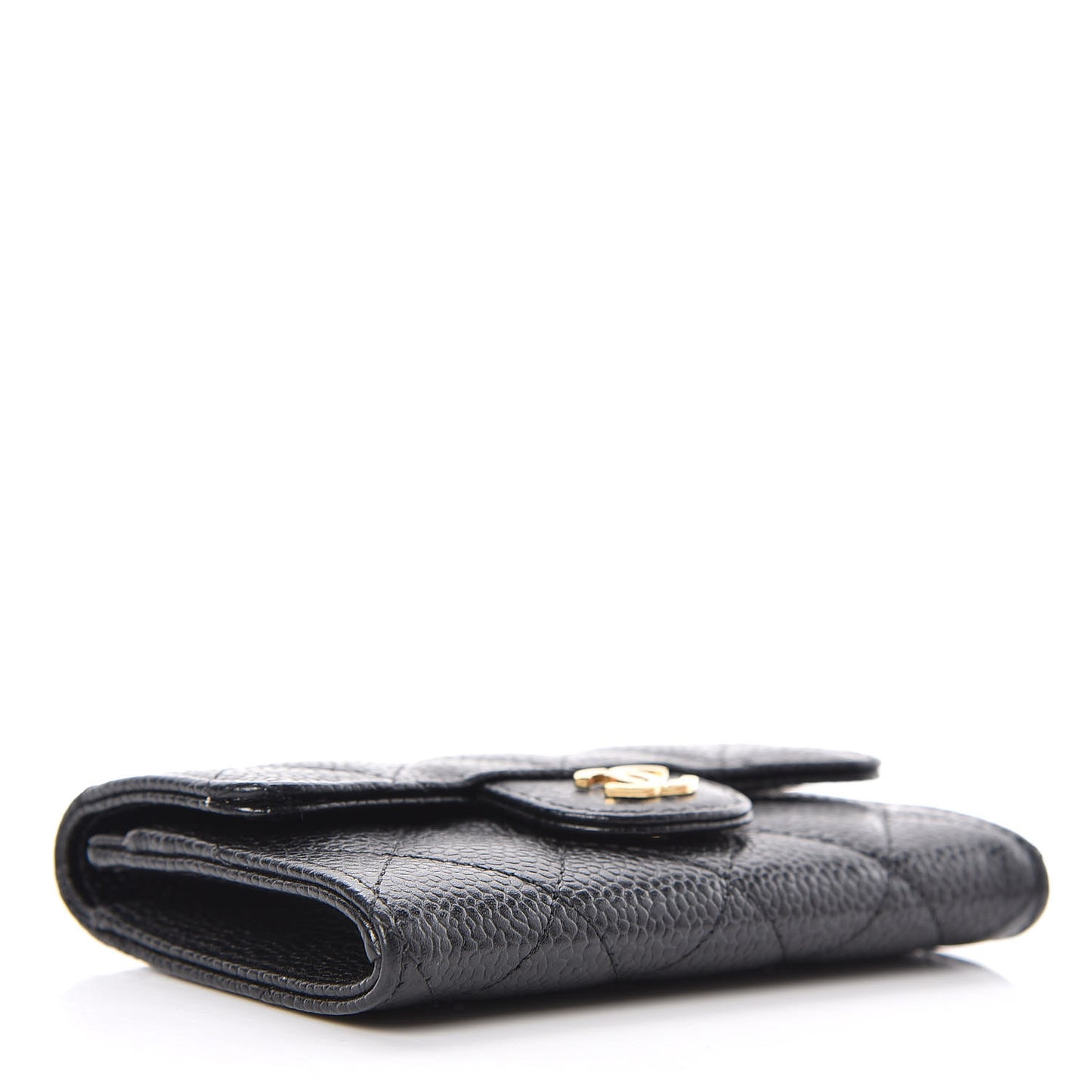 Caviar Quilted Flap Card Holder Black
