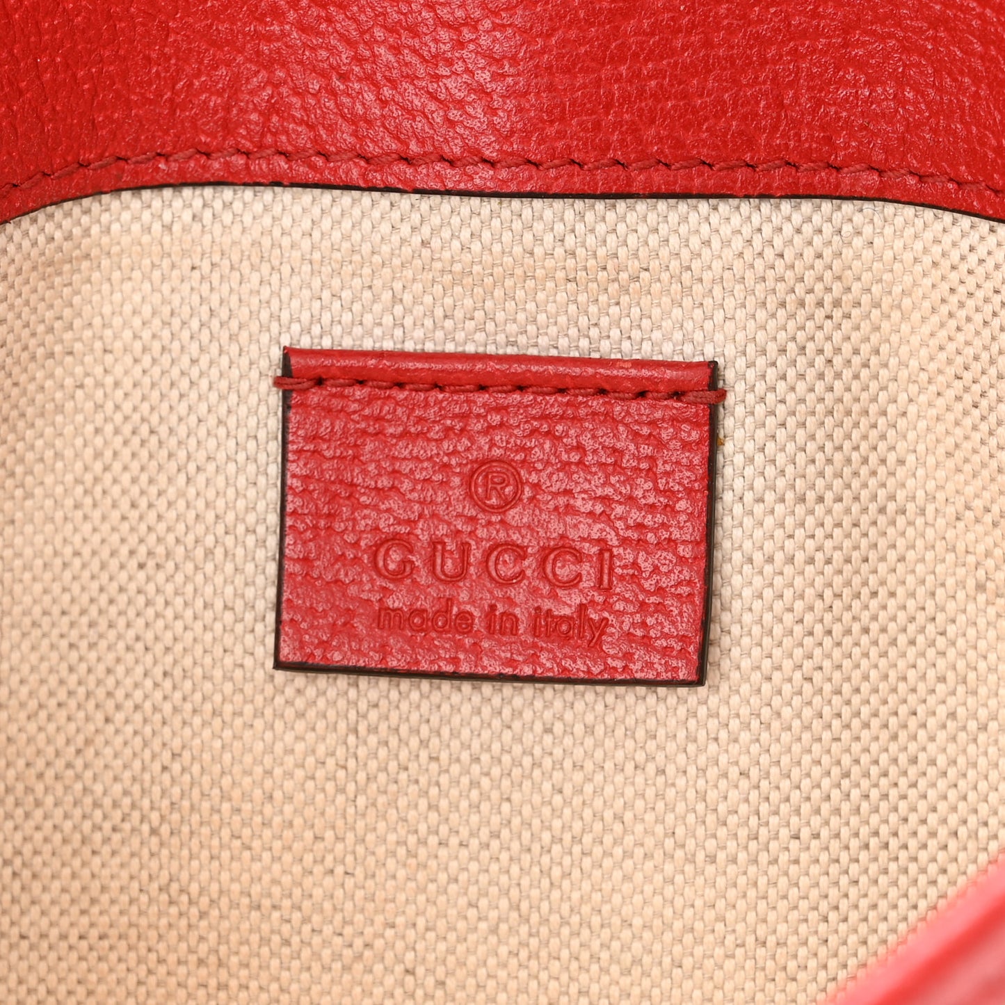 GG Supreme Monogram Apple Interlocking G Belt Bag Beige Multicolor Lobster Red