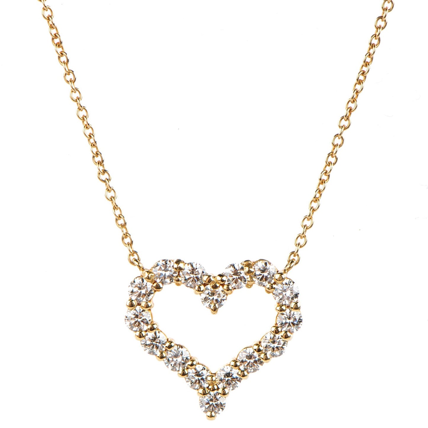 18K Yellow Gold Diamond Heart Pendant Necklace