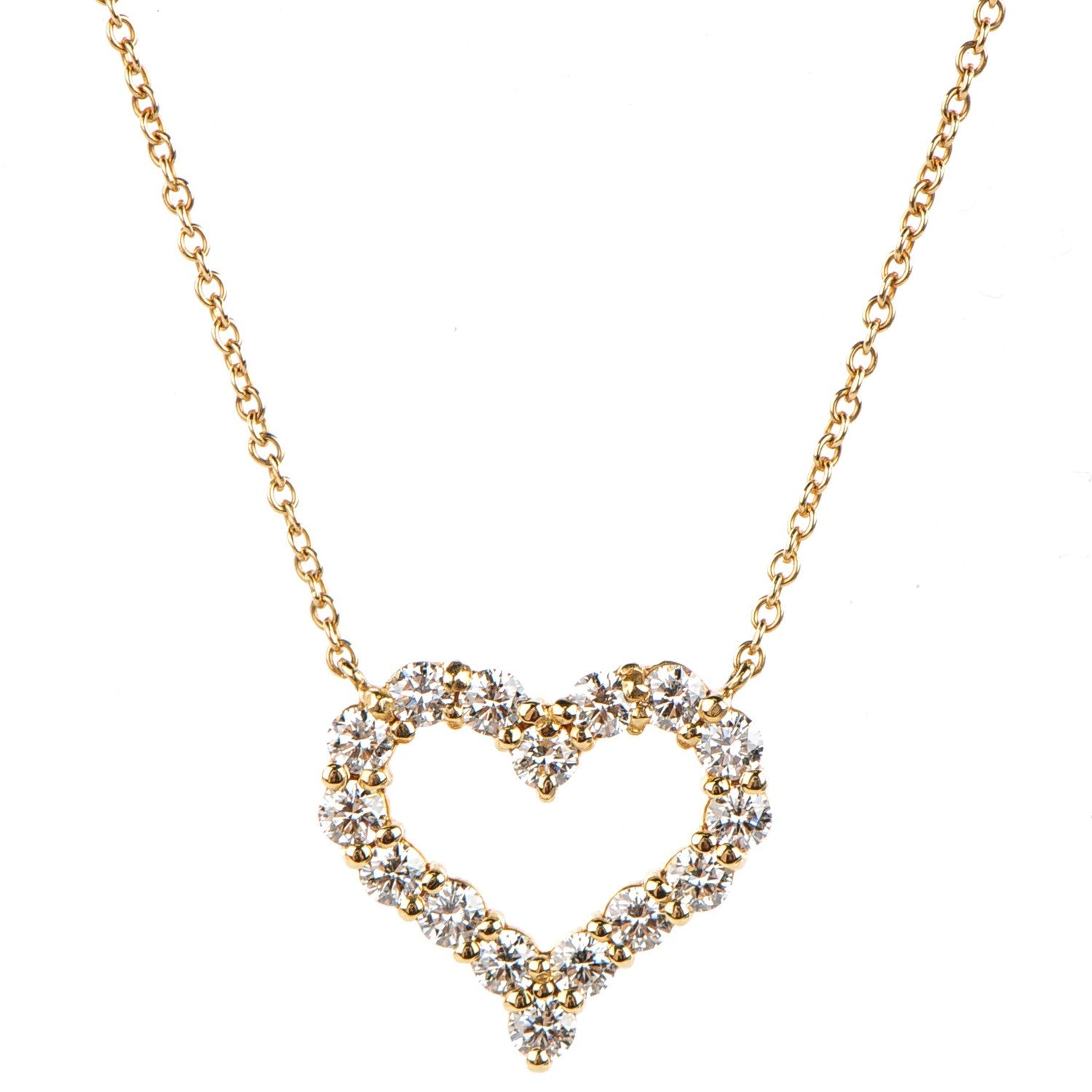 Tiffany 18K Yellow Gold Diamond Heart Pendant Necklace 3 of 5