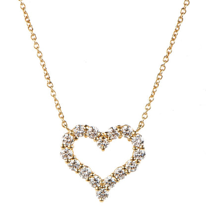 Tiffany 18K Yellow Gold Diamond Heart Pendant Necklace 3 of 5