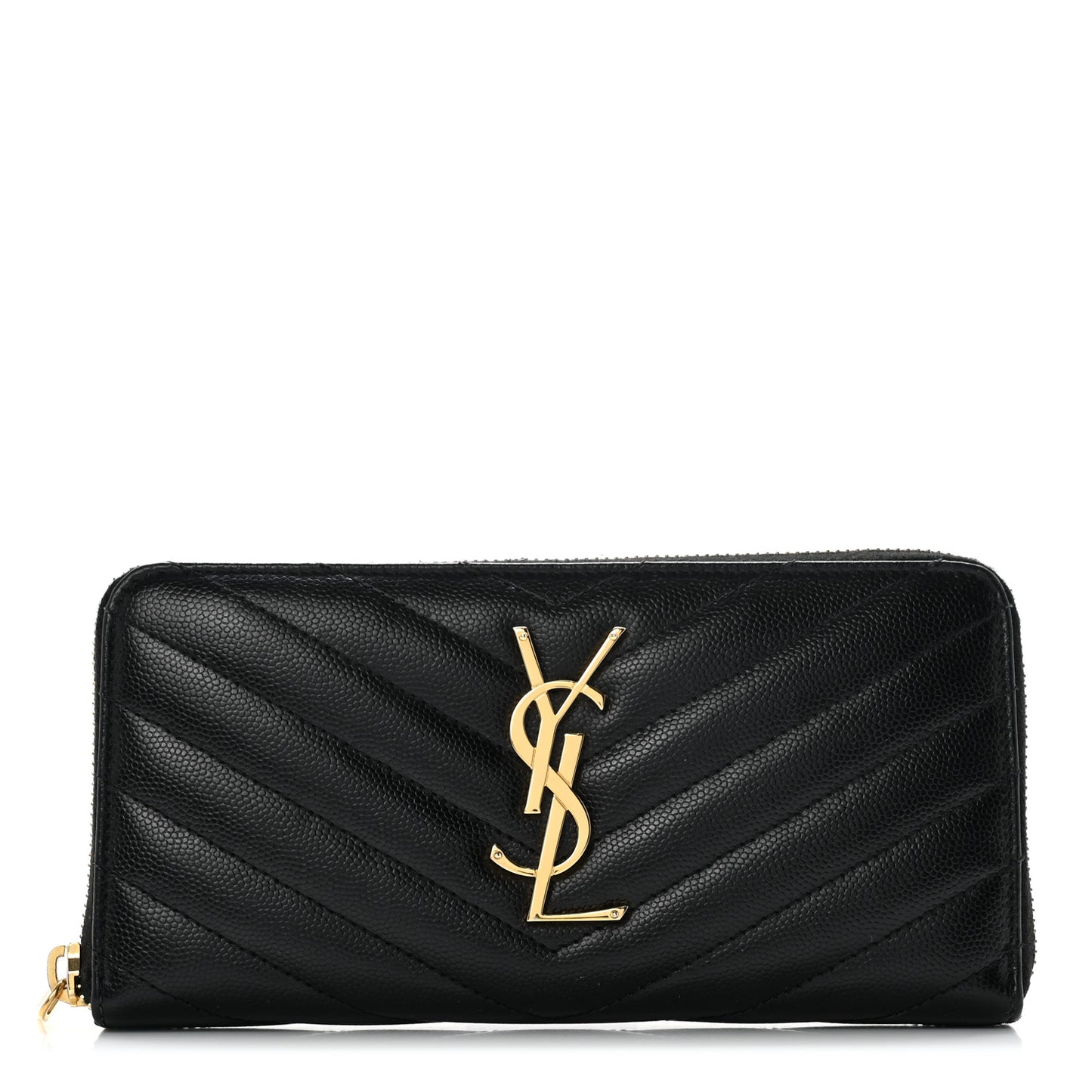 Grain De Poudre Matelasse Chevron Monogram Zip Around Wallet Black