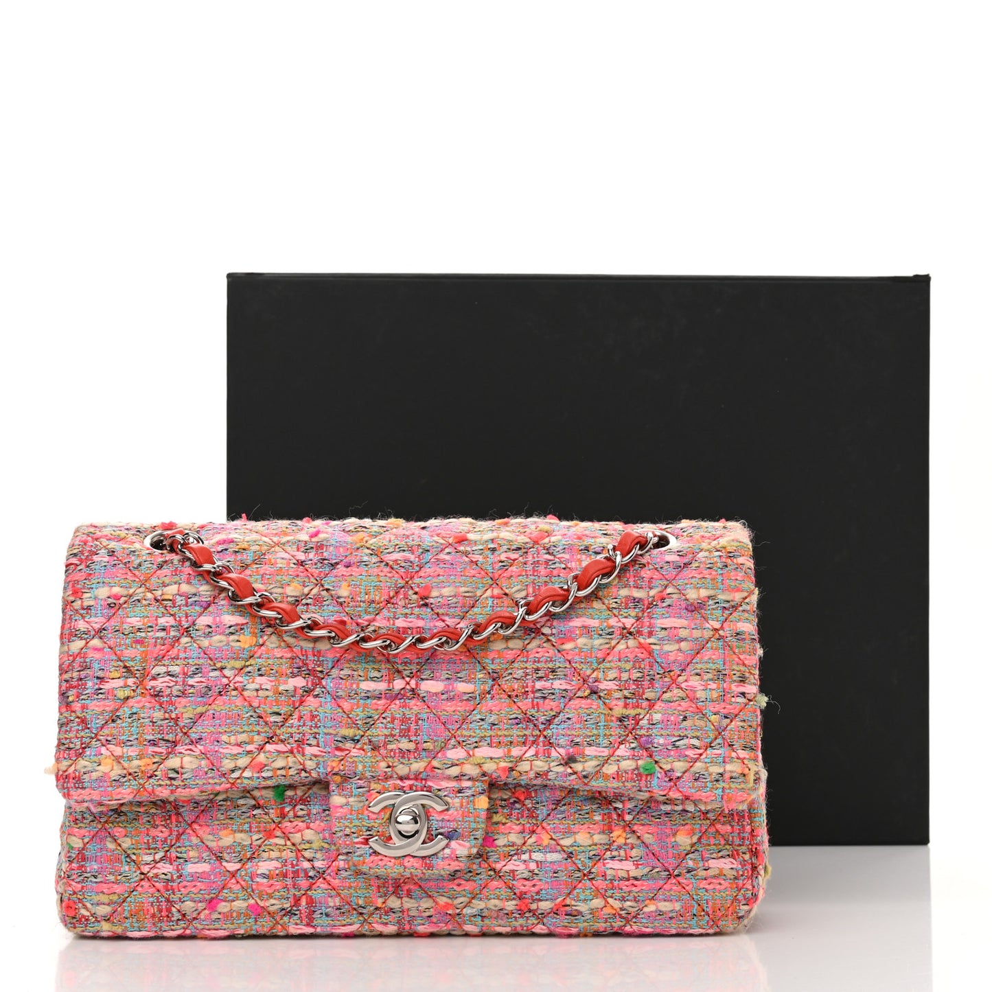 Tweed Quilted Medium Double Flap Multicolor