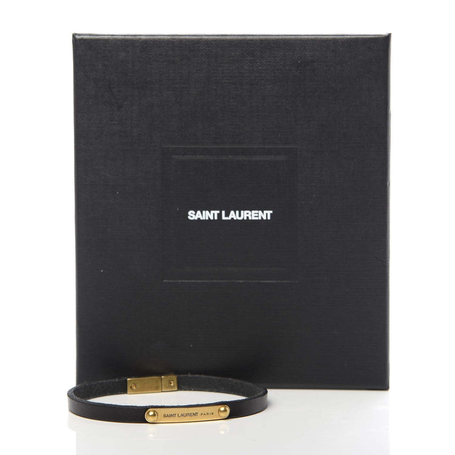 Saint Laurent Calfskin ID Plaque Bracelet M Black 6 of 6