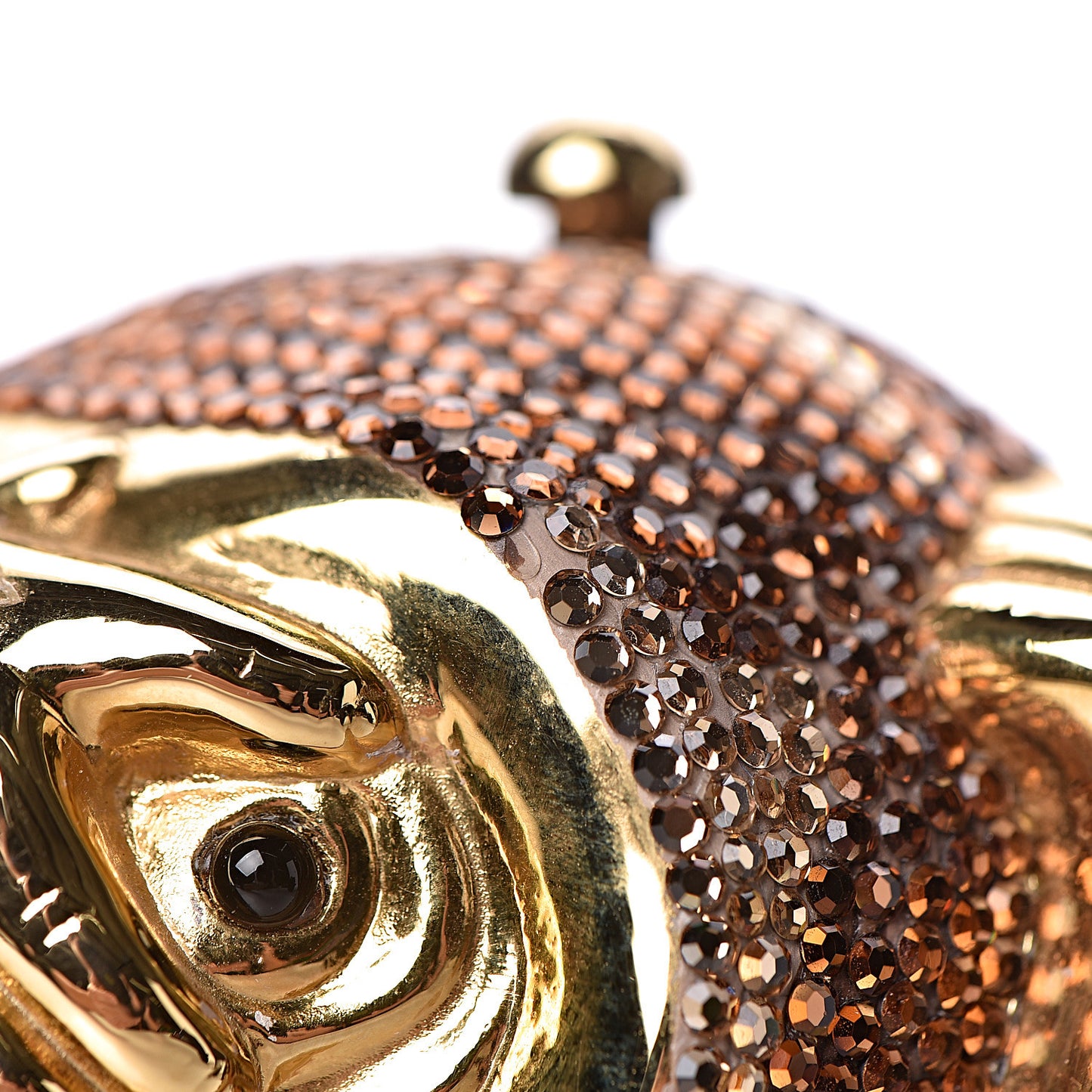 Crystal See No Evil Monkey Minaudiere Clutch Bronze Gold