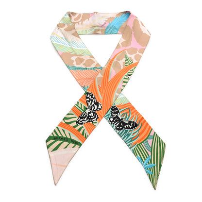 Hermes Silk Jaguar Quetzal Twilly Rose Beige Orange 1 of 3