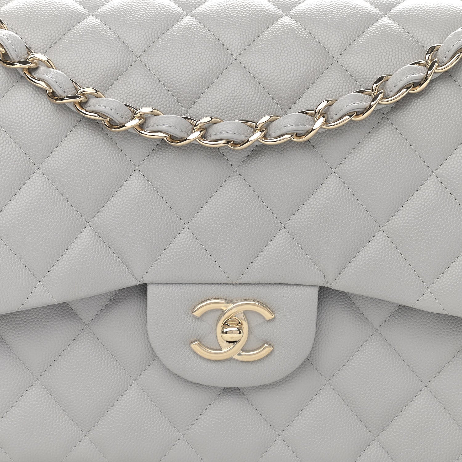 Chanel Caviar Quilted Jumbo Double Flap Grey 7 of 9