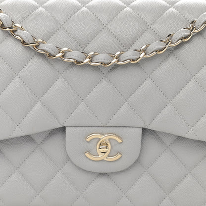 Chanel Caviar Quilted Jumbo Double Flap Grey 7 of 9