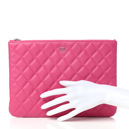 Chanel Lambskin Quilted Medium Cosmetic Case Dark Pink 2 of 6