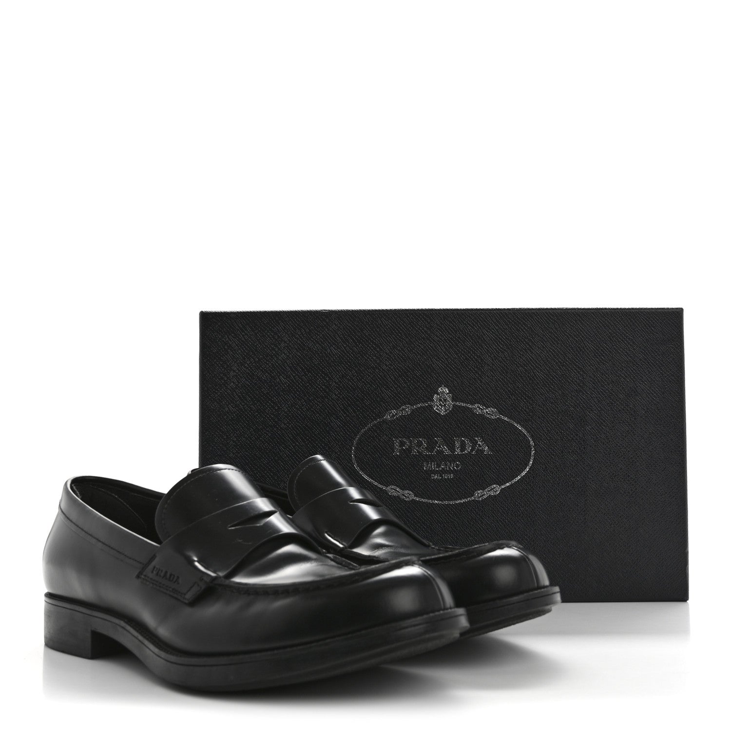 Prada Spazzolato Triangle Logo 50mm Loafers 8 Black 11 of 11