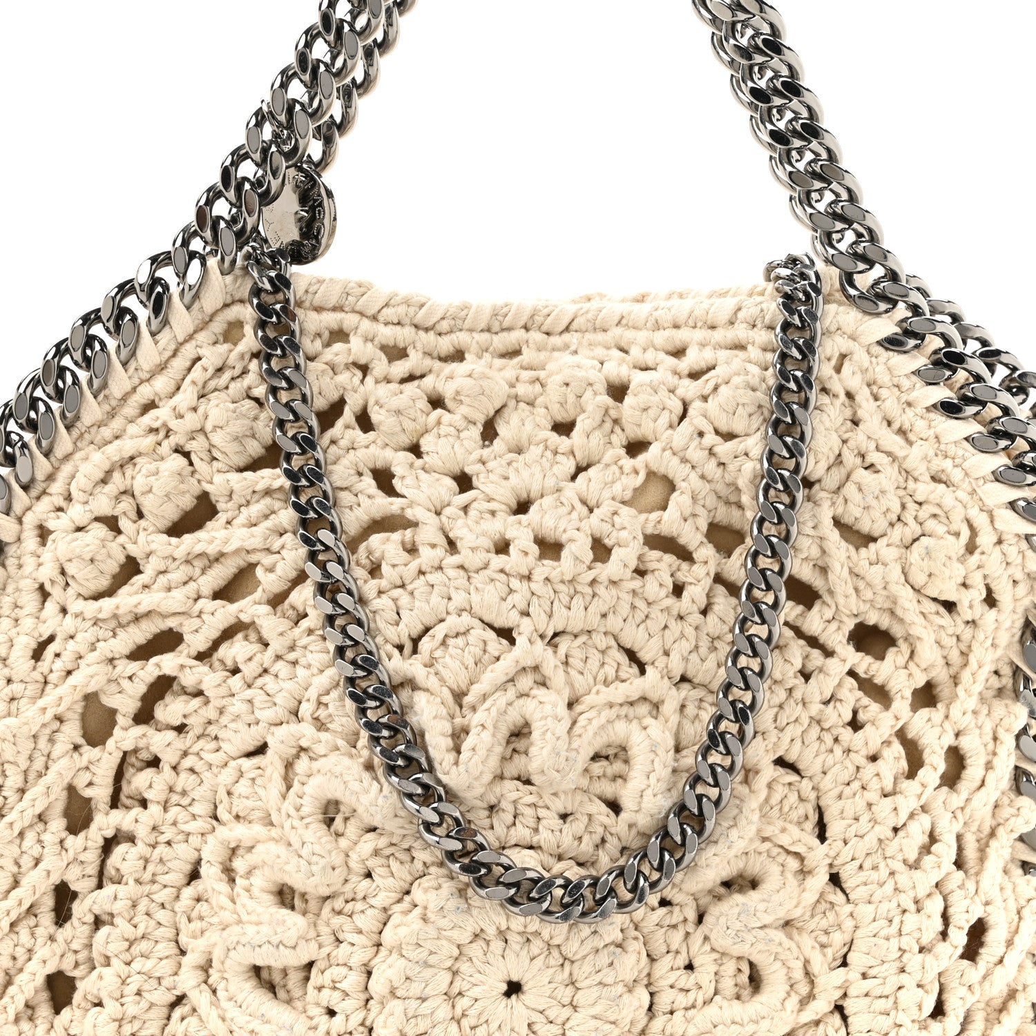Stella McCartney Cotton Crochet Falabella Ajouree Tote Bag White 7 of 9