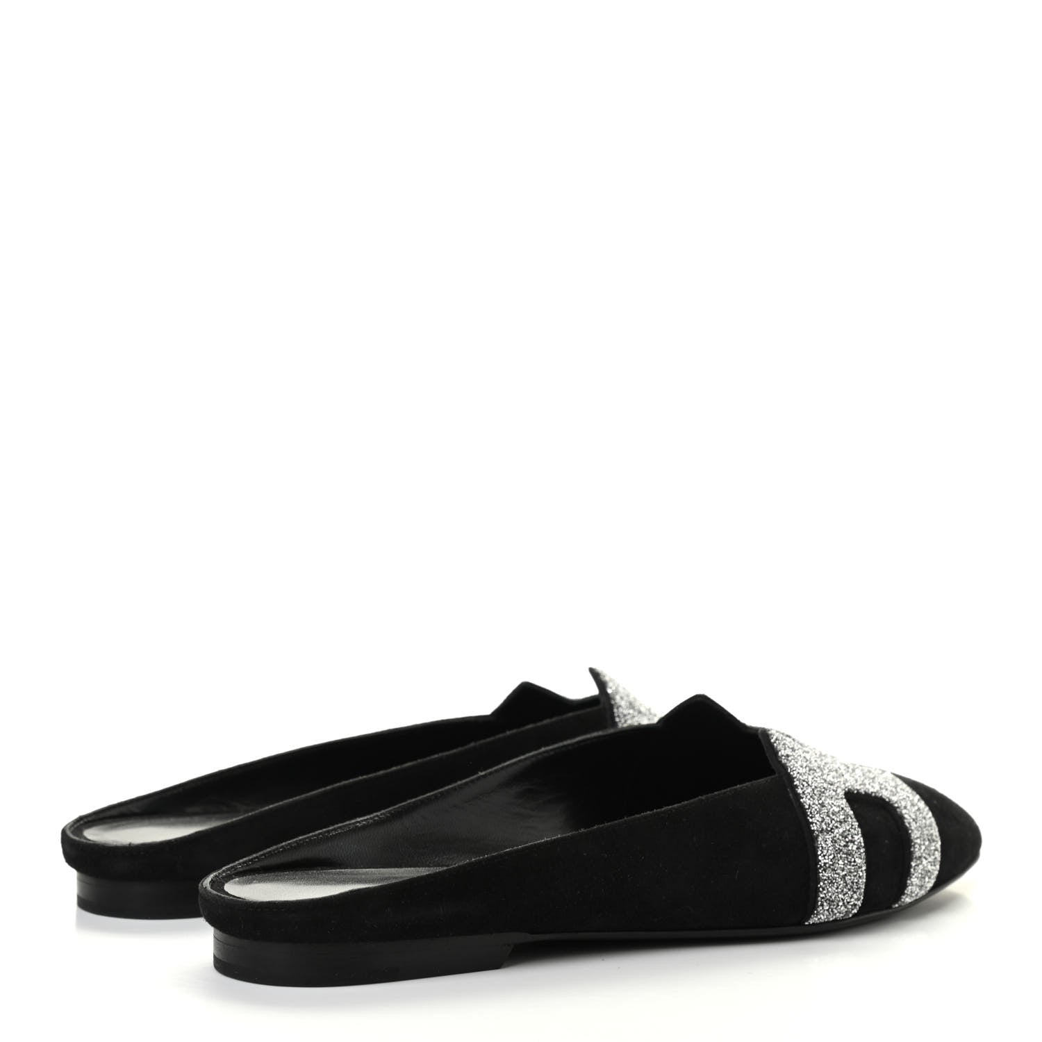 Hermes Satin Suede Goatskin Crystal Roxane Mules 36.5 Black 4 of 9