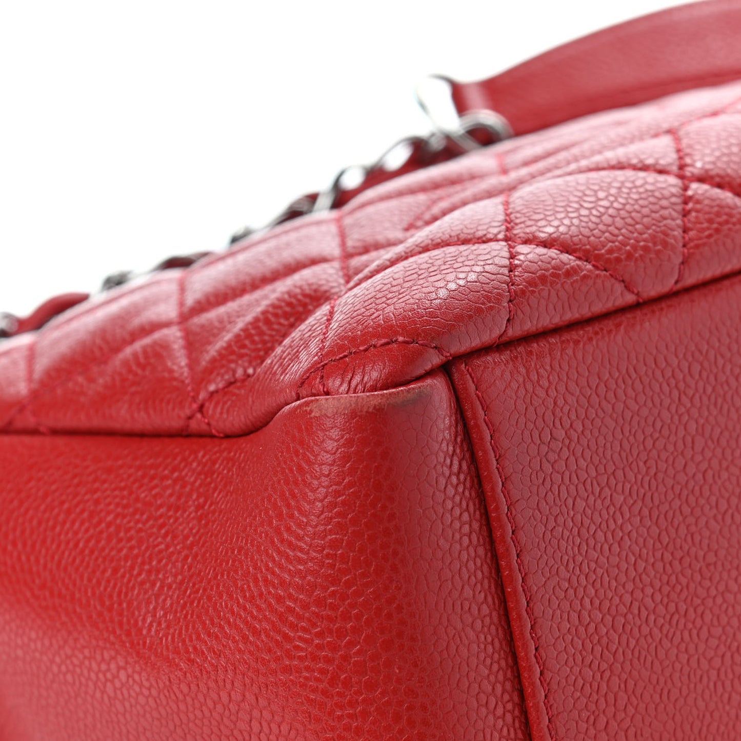 Caviar Quilted Petit Shopping Tote PST Red