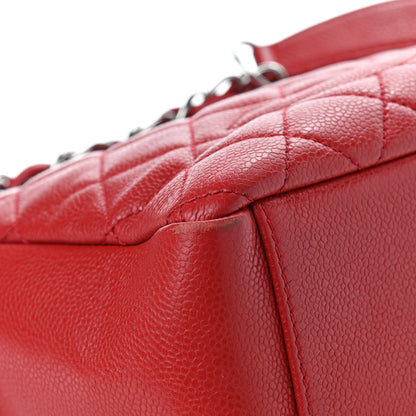 Chanel Caviar Quilted Petit Shopping Tote PST Red 9 of 13