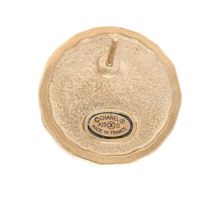 Chanel Metal I Love CC Round Earrings Gold 4 of 4