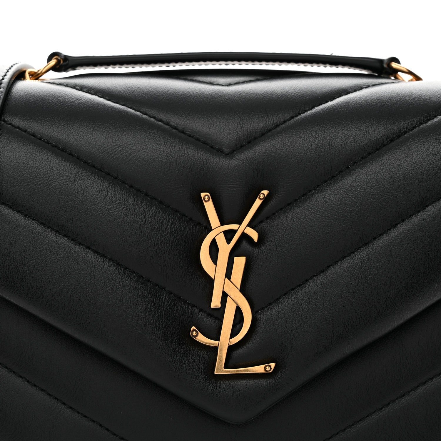 Saint Laurent Calfskin Y Quilted Monogram Small Loulou Chain Satchel Black 8 of 11