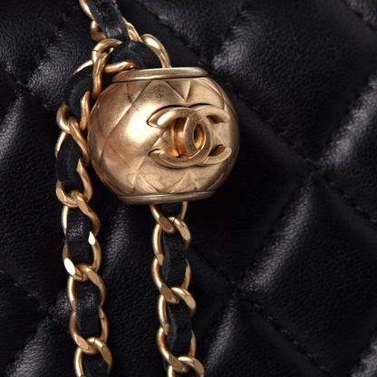 Chanel Lambskin Quilted Pearl Crush Clutch With Chain Black 12 of 13