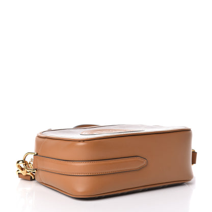 Fendi Glazed Fabric Vitello Century F is Fendi FF 1974 Stamp Patch Camera Case Mogano Panna Caramello 4 of 11