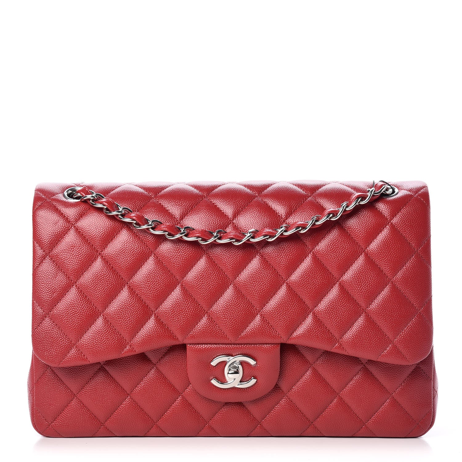 Chanel Caviar Quilted Jumbo Double Flap Red 1 of 13
