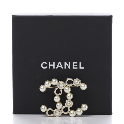 Chanel Pearl Coco CC Brooch Gold 5 of 5