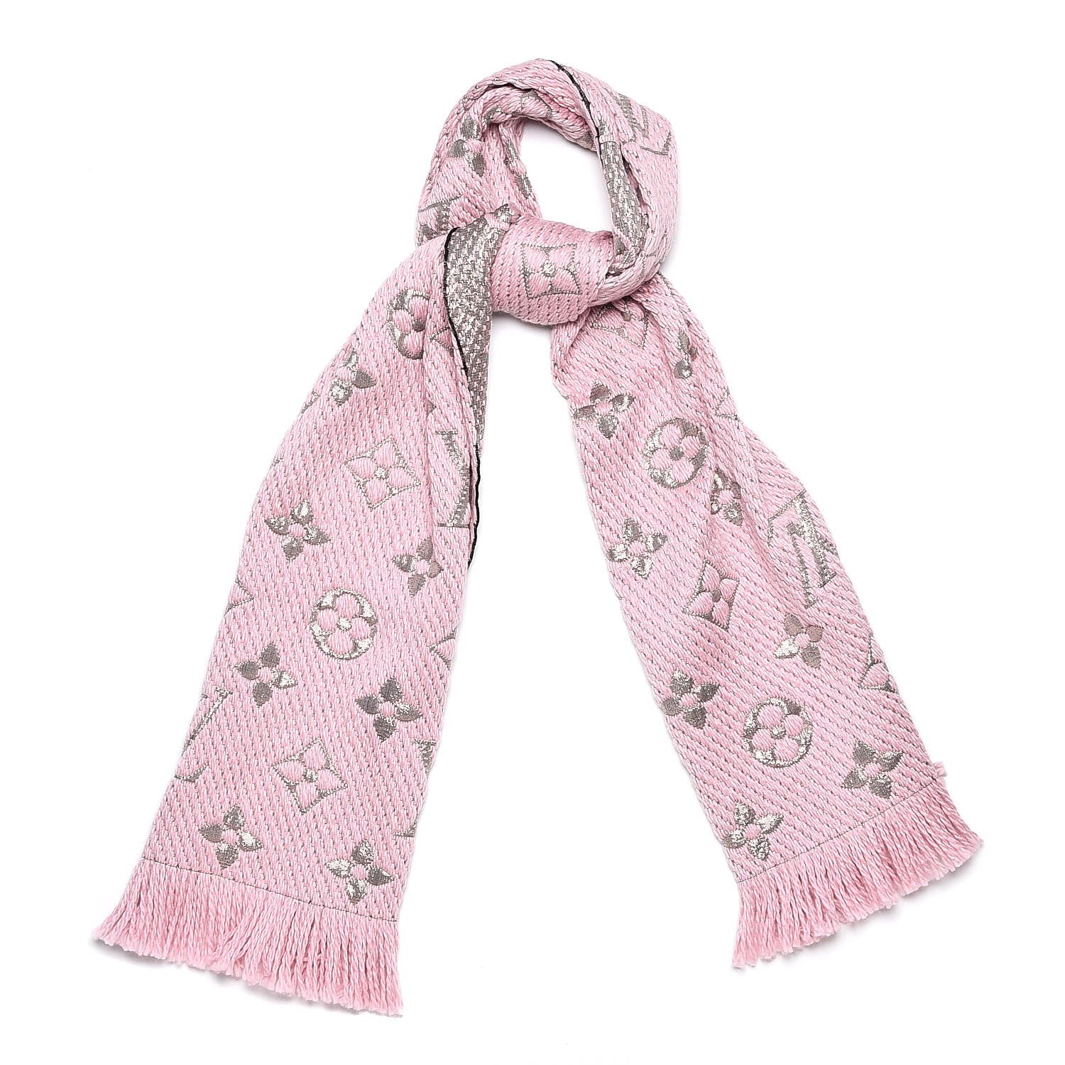 Louis Vuitton Wool Silk Logomania Shine Scarf Pink 1 of 4