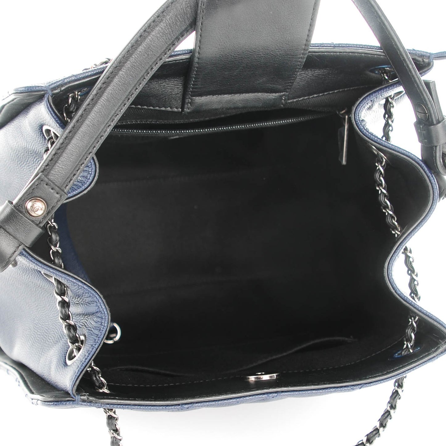 Caviar Quilted Medium CC Bucket Bag Dark Blue