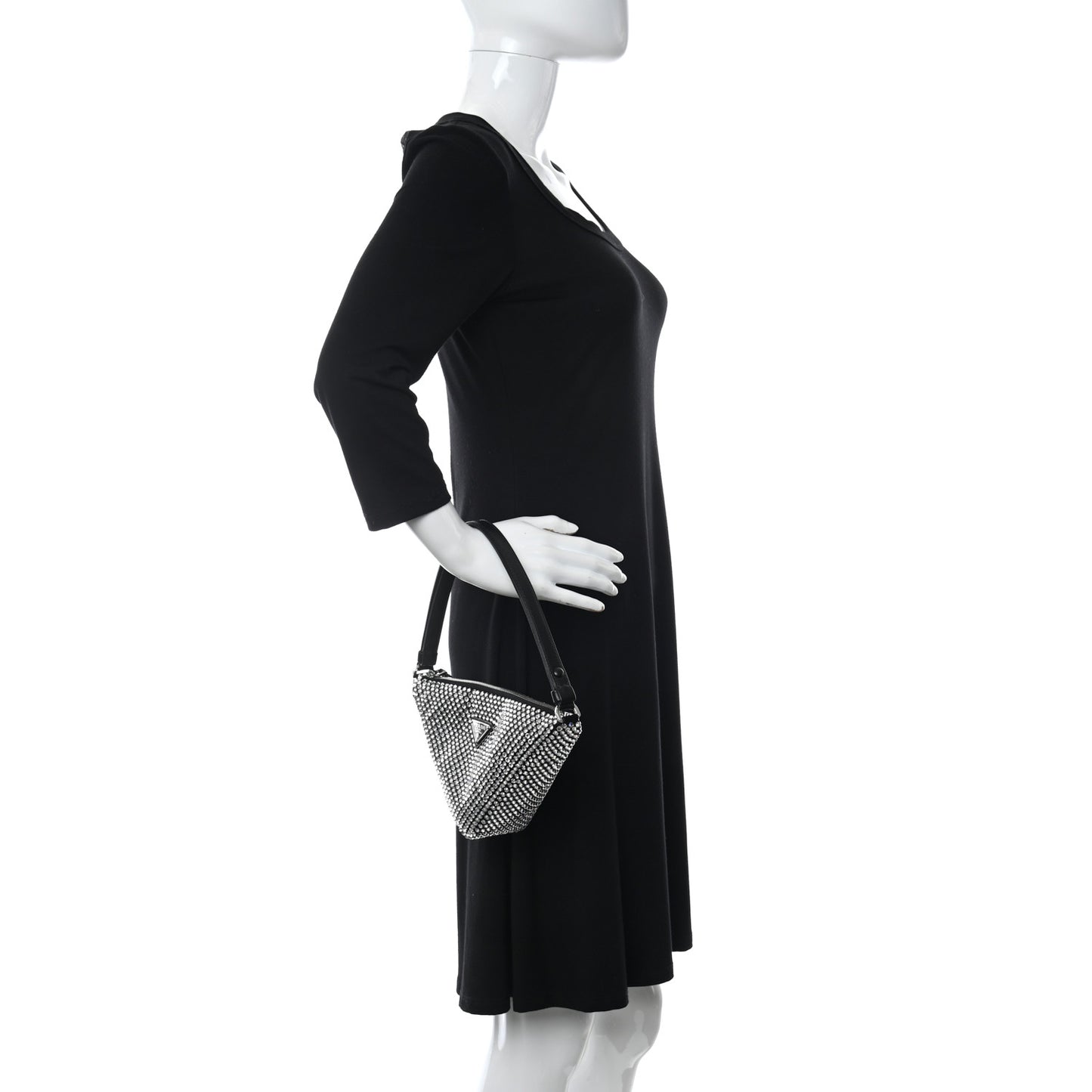 Satin Crystal Triangle Pouch Cristal