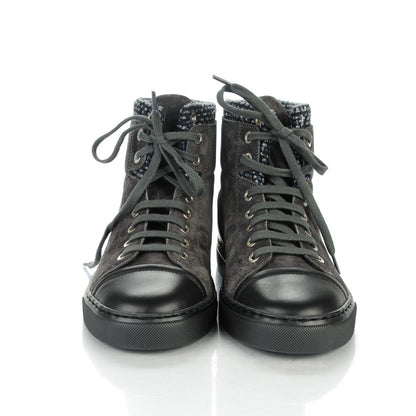 Chanel Suede Tweed High Top Sneakers 37 Dark Grey 2 of 7