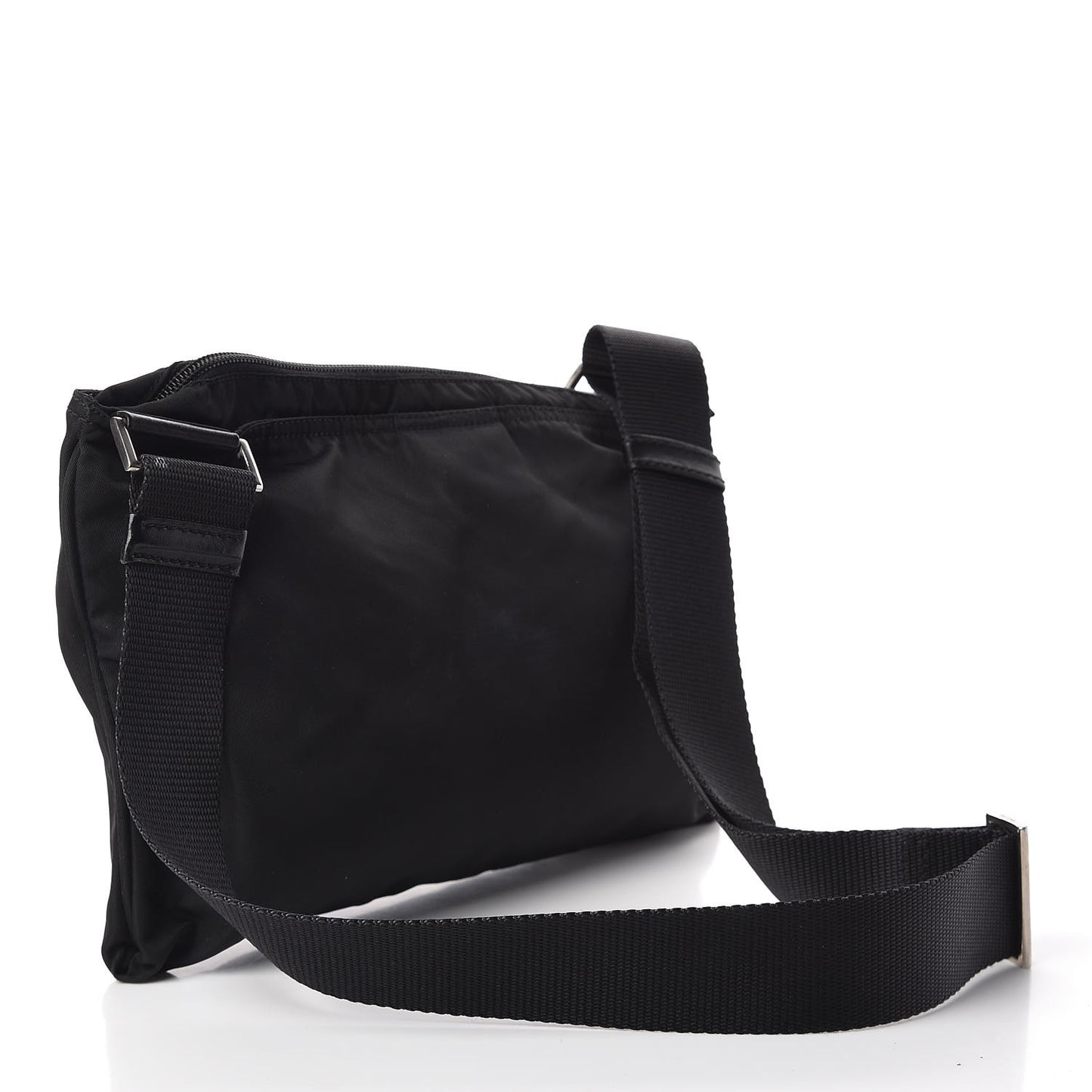 Nylon Flat Messenger Bag Black