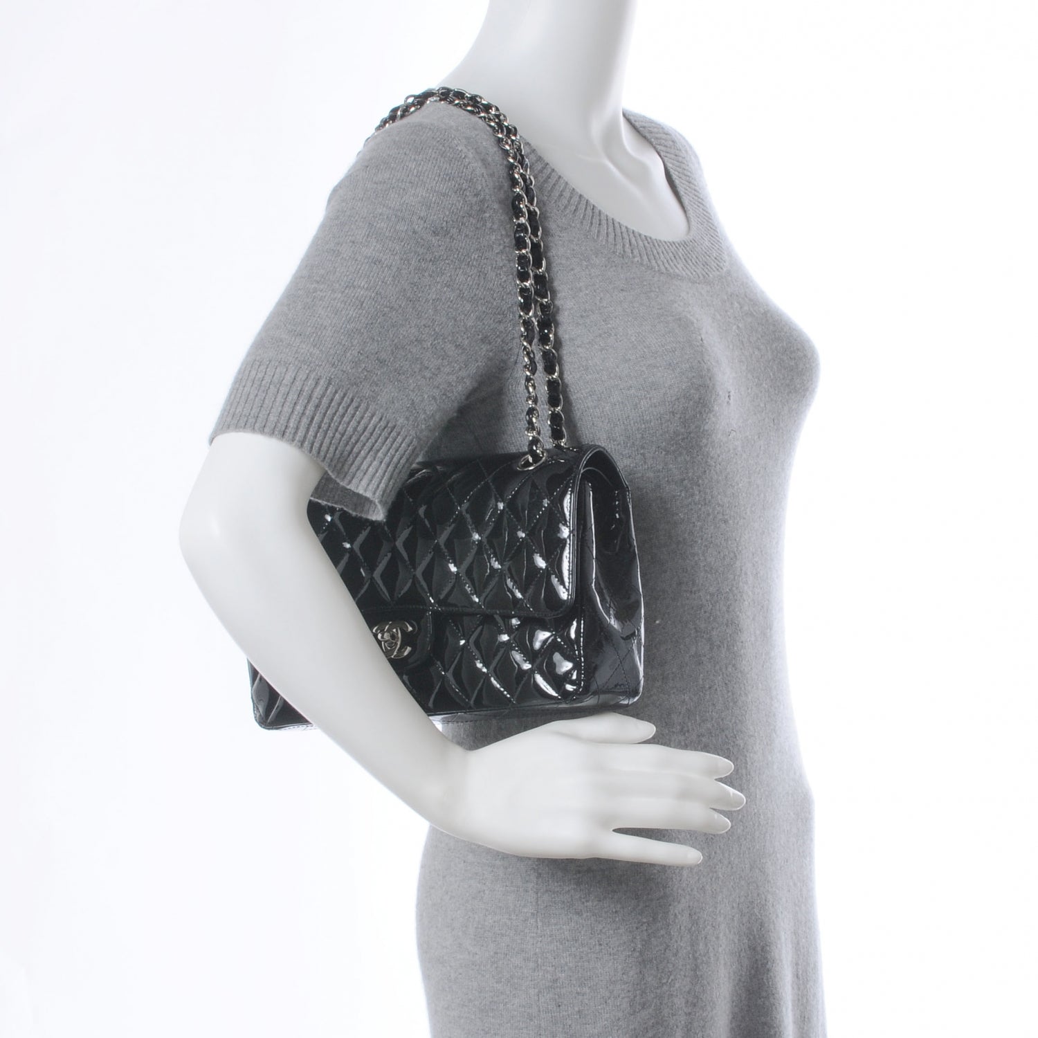 Chanel Glitter Patent Quilted Evening Star Medium Double Flap Black 2 of 8