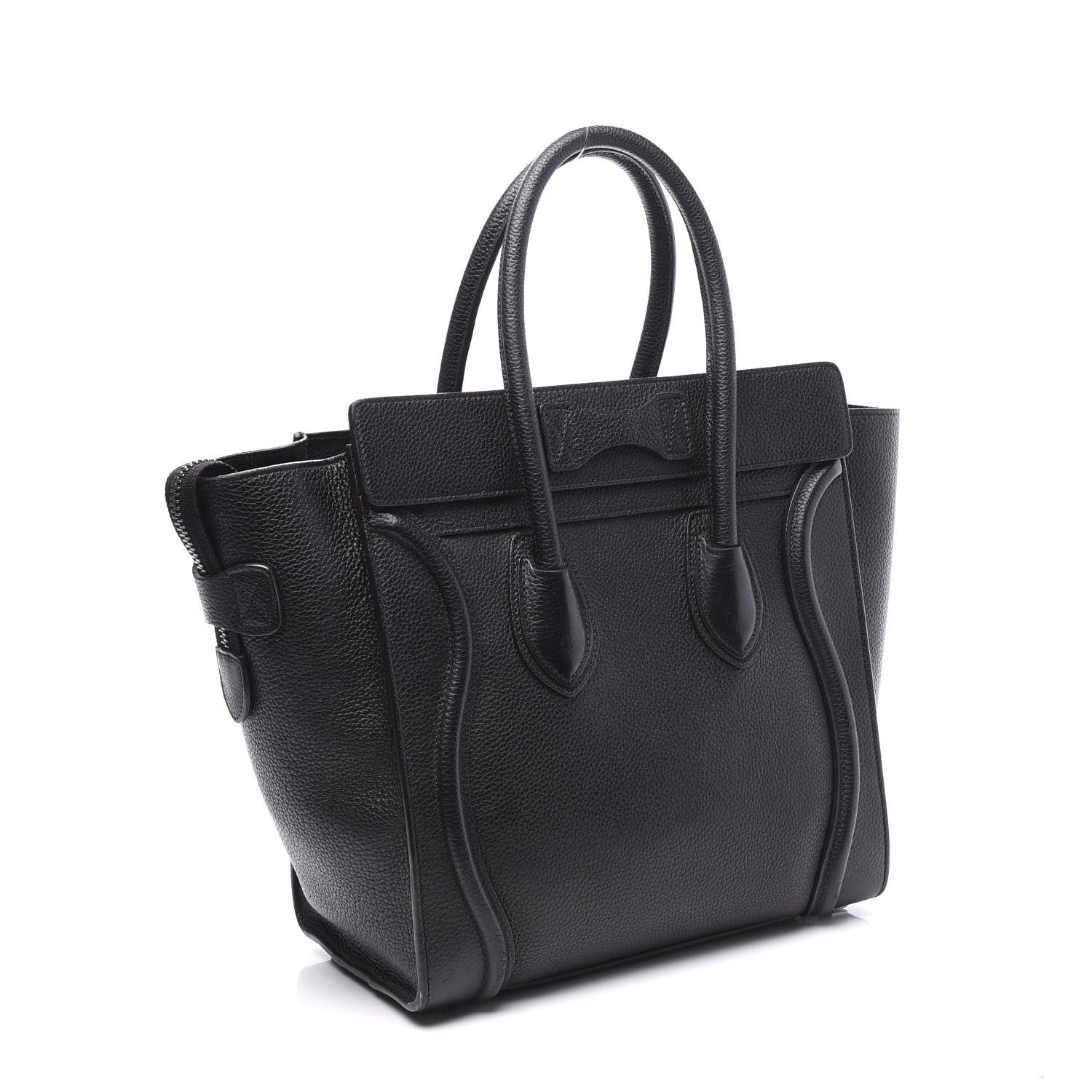 Celine Drummed Calfskin Micro Luggage Black 2 of 9