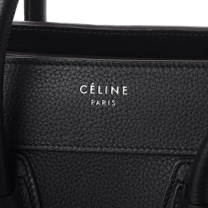 Celine Drummed Calfskin Micro Luggage Black 6 of 9