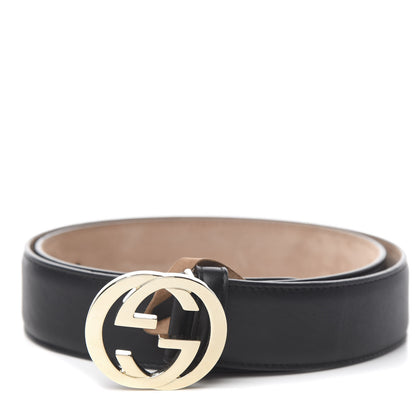 Gucci Calfskin Interlocking G 37mm Belt 90 36 Black 1 of 5
