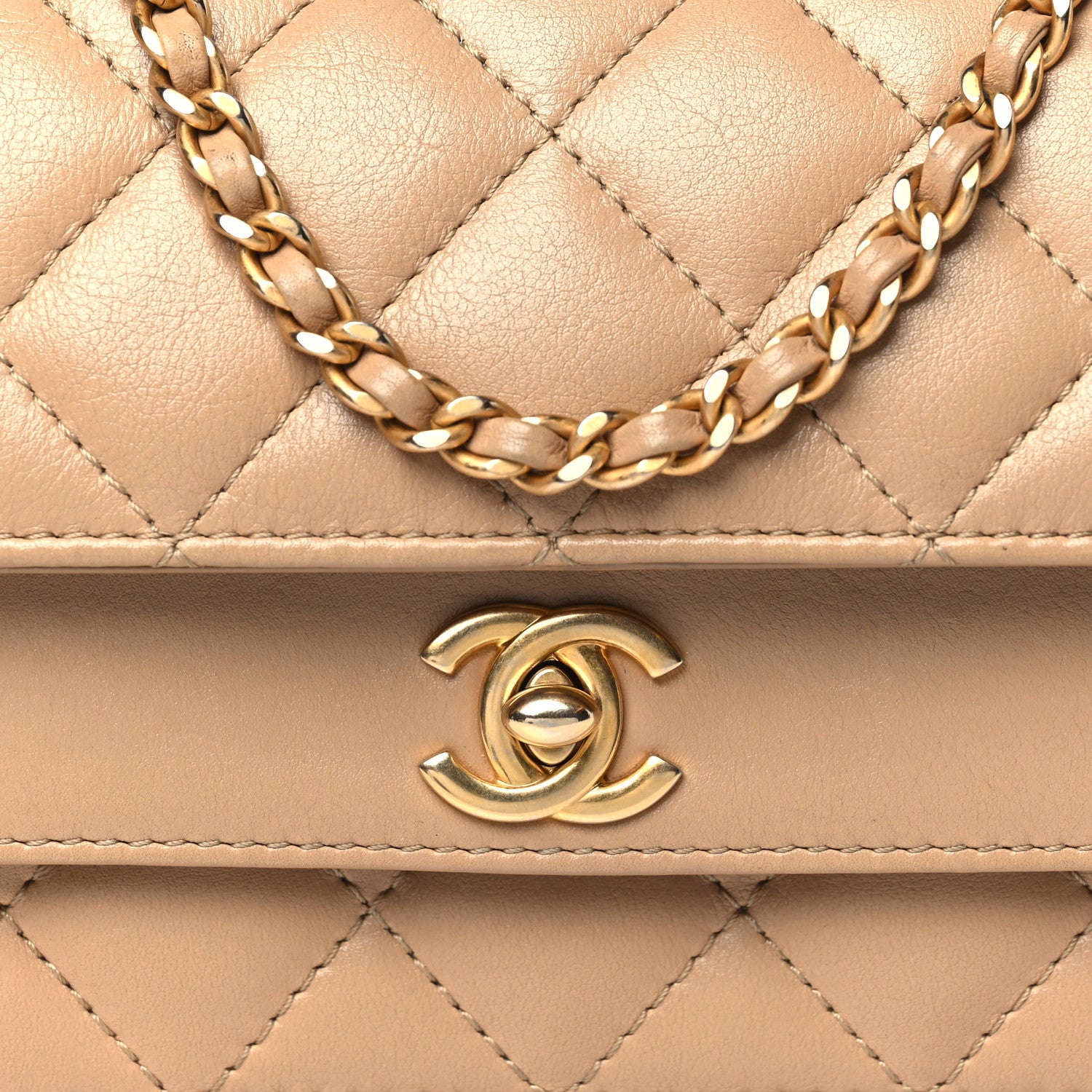 Chanel Calfskin Quilted Triple Flap Beige 9 of 11