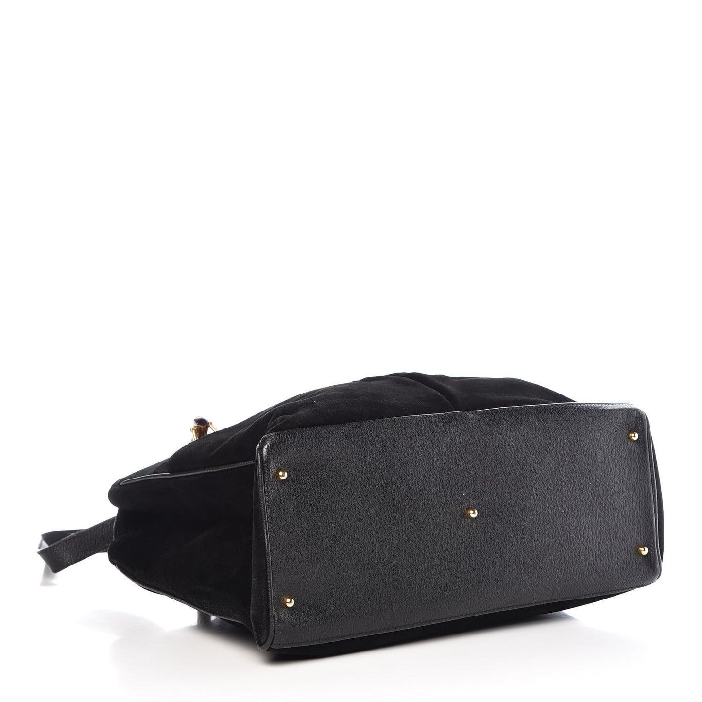 Suede Bamboo Top Handle Bag Black