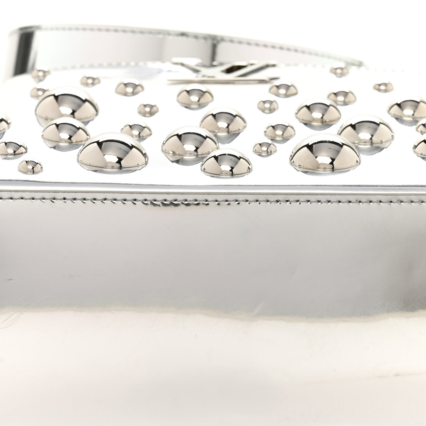 LV X YK Metallic Taurillon Brass Metal Dots Capucines BB Silver