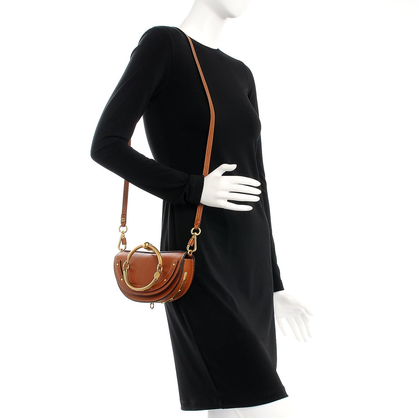 Calfskin Small Nile Bracelet Minaudiere Bag Caramel