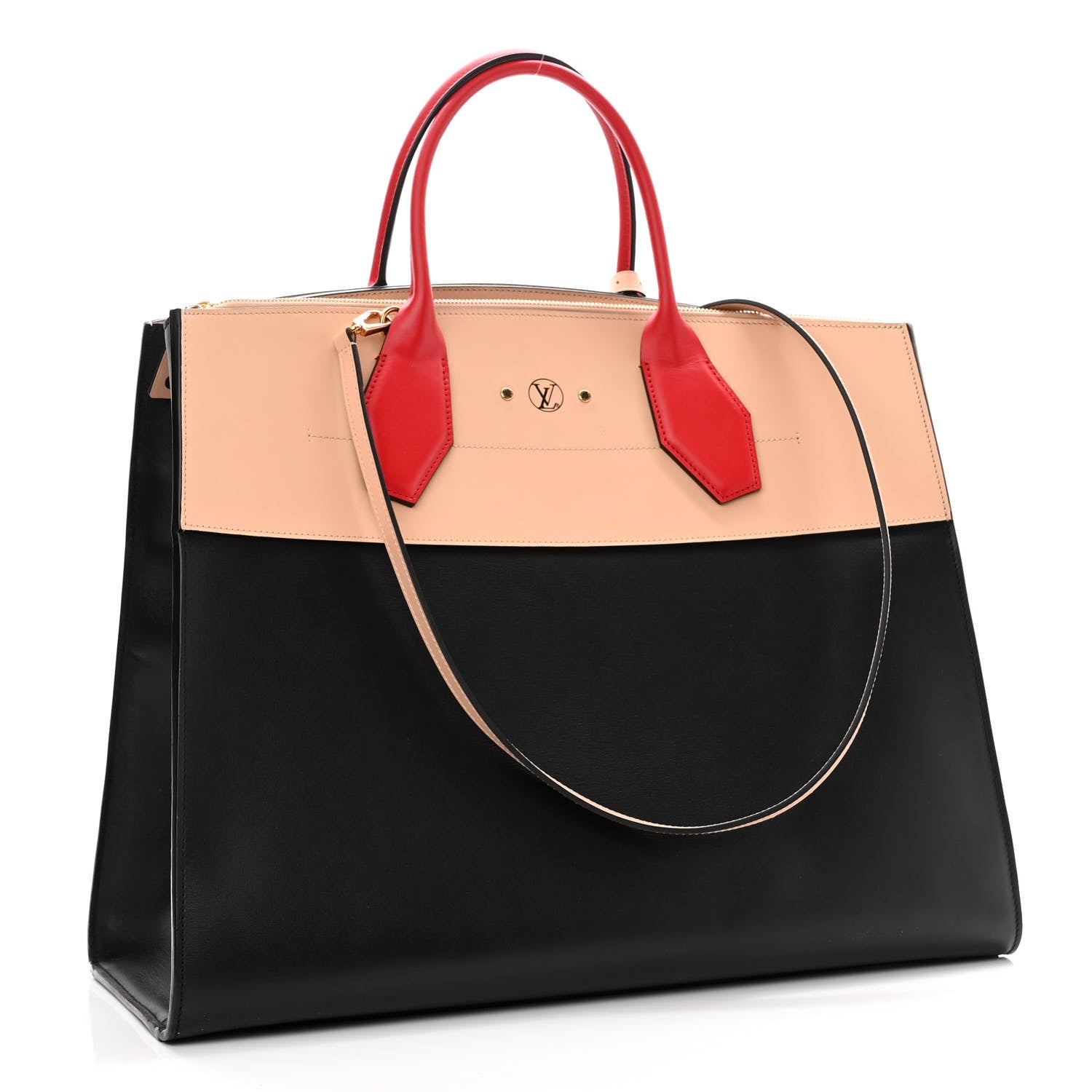Louis Vuitton Calfskin City Steamer XL Black Creme Bourgogne 3 of 9