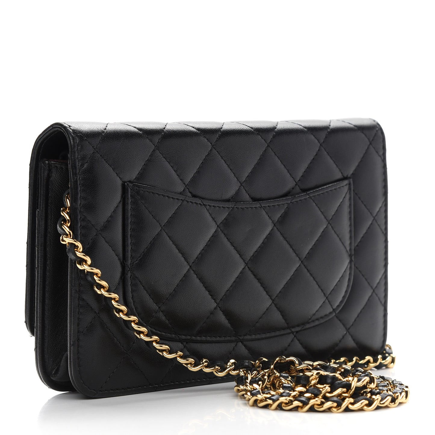 Lambskin Quilted Wallet On Chain WOC Black