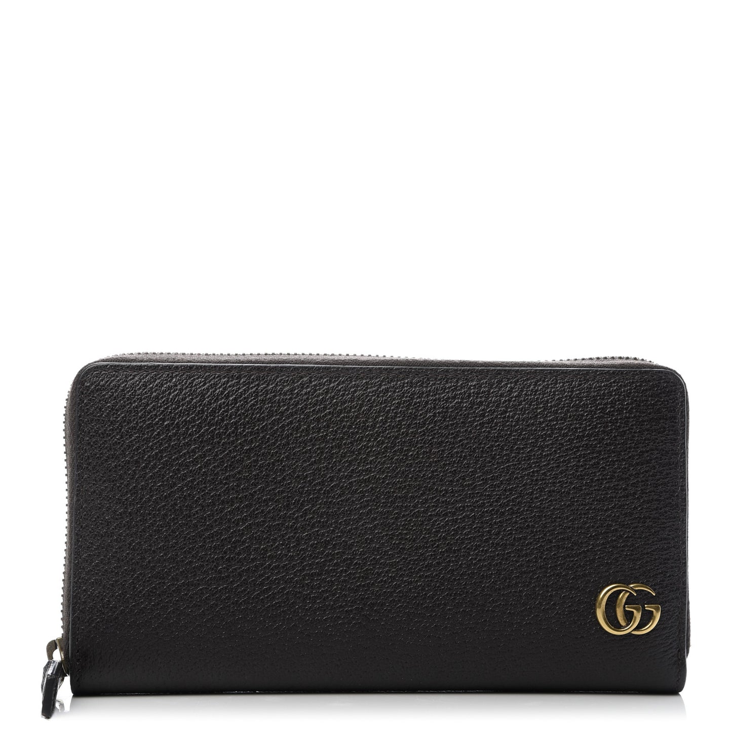 Dollar Calfskin Boar Effect GG Marmont Zip Around Wallet Dark Cocoa