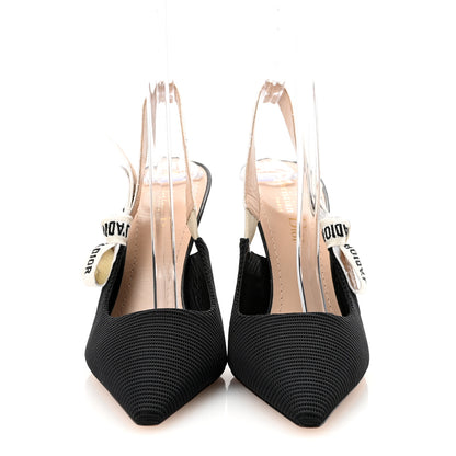 Christian Dior Technical Canvas Ribbon J Adior Slingback 100mm Pumps 38 Black 3 of 9