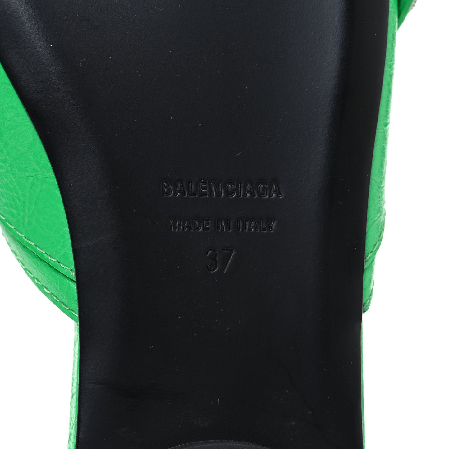Agneau Arena Cagole Flat Slide Sandals 37 Vivid Green